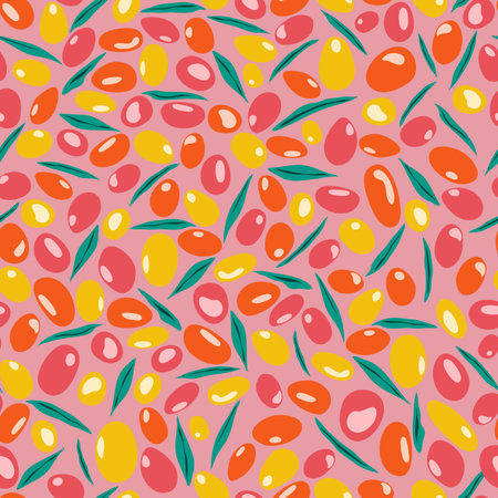 Olive pattern, Pink orange illustrationのイラスト素材