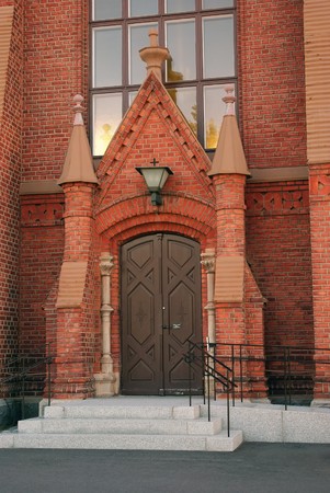 Decorated church door Helsinky Finlandの写真素材
