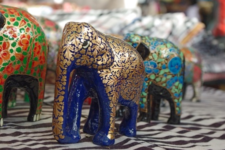 Handcraft wooden elephant sculptures  made in Indiaの写真素材