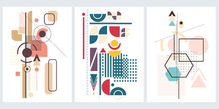 Vector set of abstract avangarde minimal geometric backgrounds. Design templates for banners,...