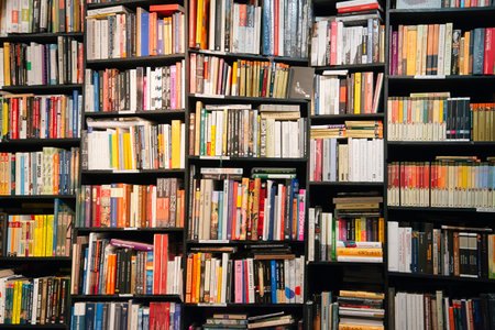 Bookshelves in a bookstore.の写真素材
