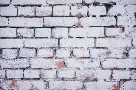 Old white brick wallの写真素材