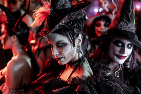Beautiful woman in halloween costume. Halloween concept.の素材