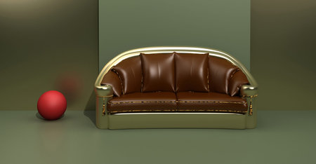 Contemporary sofa with red ball made in 3d