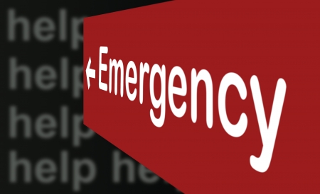 Emergency Sign with help words in background made in 2d softwareの写真素材