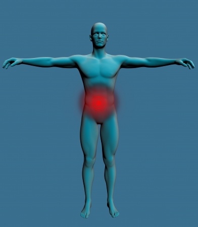 Human body with a visible pain in the stomachの写真素材