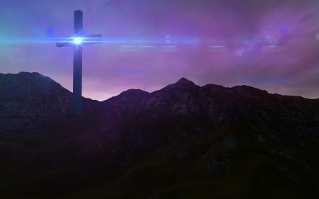 Wooden cross in nightの写真素材