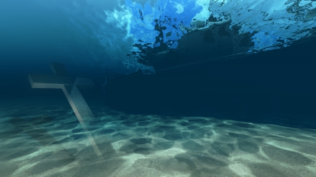 Under water crossの写真素材