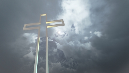 crosses  silhouette with the sunset as backgroundの写真素材