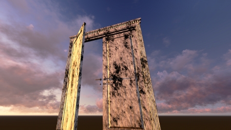 Door to new reality made in 3d softwareの写真素材