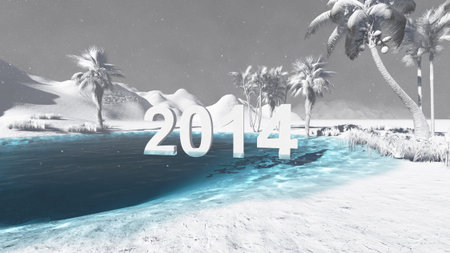 Oasis in the desert 2014  winter made in 3 d softwareの写真素材