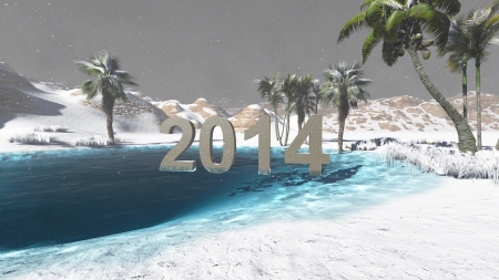 Oasis in the desert 2014  winter made in 3 d softwareの写真素材
