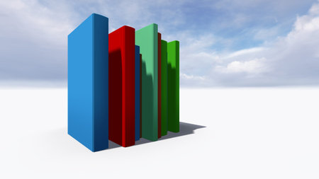 colorful books with sky in background made in 3d