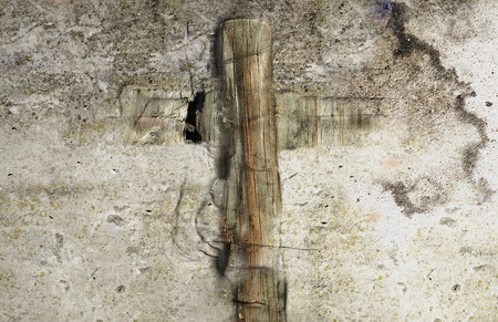 Cross on the wall made in 3dの写真素材