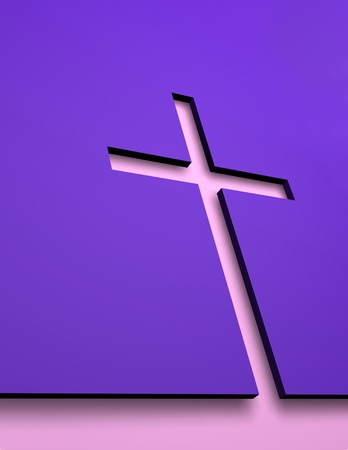 Cross under the wall made in 3dの写真素材