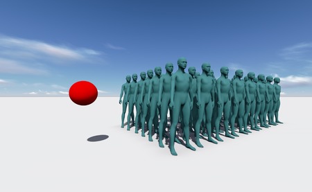 Standing Out From The Crowd made in 3d softwareの写真素材