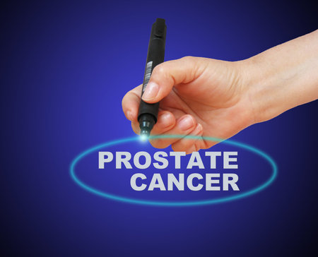 writing word  PROSTATE CANCER with marker on gradient background made in 2d software