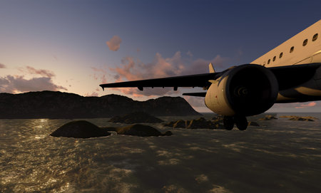 White passenger plane flying in the  sky made   in 3d software