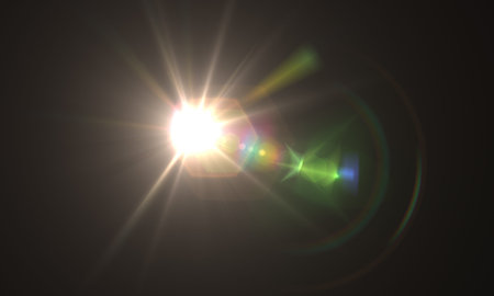 star with lens flare and bokeh effect made in 3d software