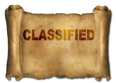 word classified on paper scroll made in 2d softwareの写真素材
