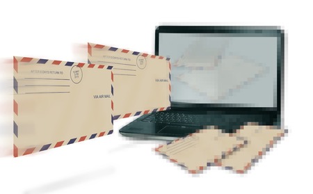 computer receive incoming mail made in 3d softwareの写真素材