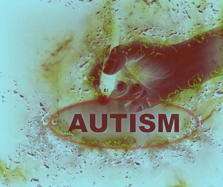 writing word  Autism with marker on background made in 2d softwareの写真素材