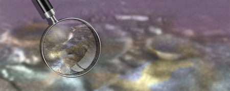 alien terrain with craters made in 3d softwareの写真素材