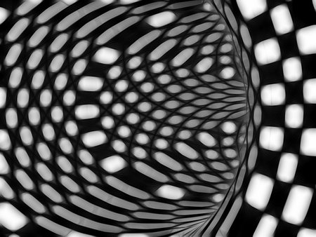 Black and white hypnotic tunnel made in 3d softwareの写真素材