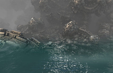 abstract geometric composition 3d illustrationの写真素材