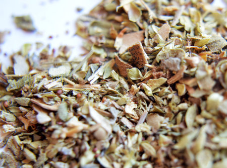 closeup of pile dried  oreganoの写真素材