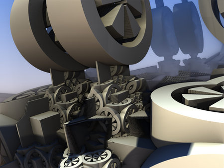 3d illustration of abstract geometric composition ,digital art works.