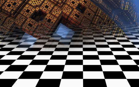 3d illustration of abstract geometric composition ,digital art works.