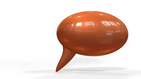 3d render illustration of yellow speech bubble isolated on white backgroundの写真素材