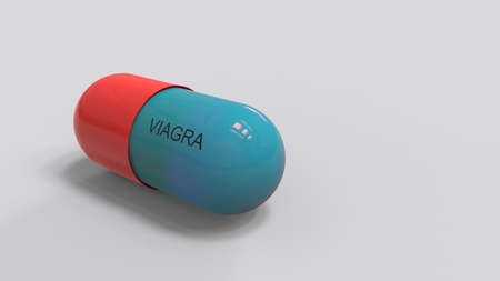 3d render - viagra pill for erectile dysfunction treatment isolated on white  backgroundの写真素材