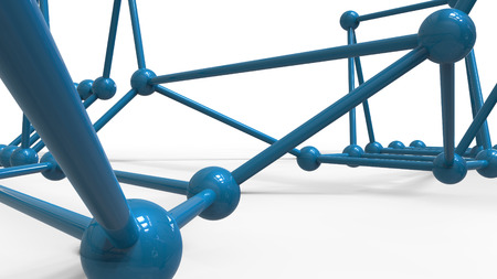 Abstract futuristic polygonal structure and wireframe lattice mesh.  3d render illustrationの写真素材