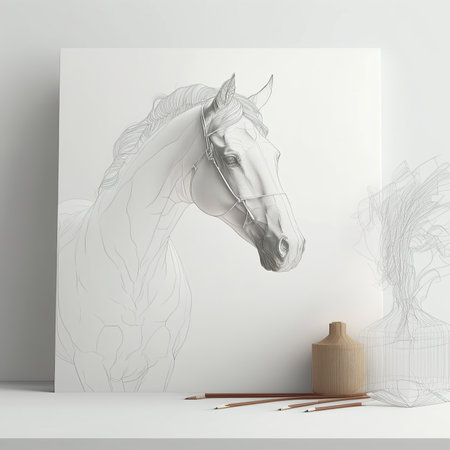 Elegant  horse drawing in line art style ,minimalism  .created with Generative AIの素材