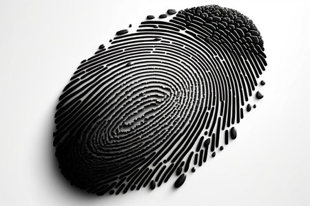 black human fingerprint on a white background. crime evidence created by generative AIの素材