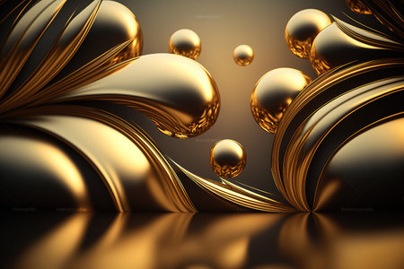 Abstract luxury gold background with gold balls texture created by generative AIの素材