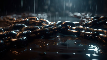 Abstract concept of a broken chain created by generative AIの素材
