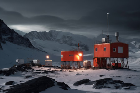 Science research station of antarctica created by generative AIの素材
