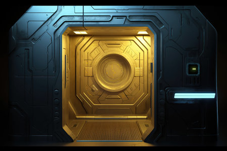 Sci-Fi Door with keypad created by generative AIの素材