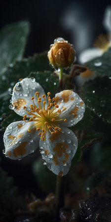 flower with dropplets of Water created by generative AIの素材