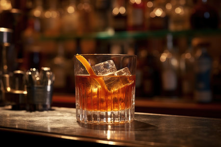 old fashion drink at bar created by generative AIの素材