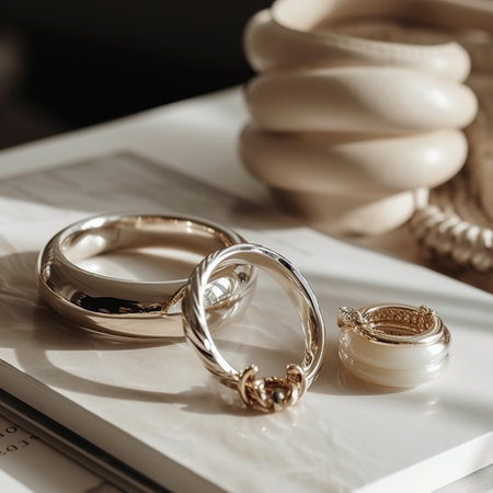 Wedding gold rings created by generative AIの素材