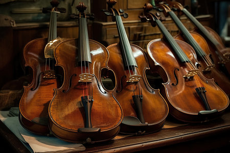 Classic retro violin music string instruments created by generative AIの素材