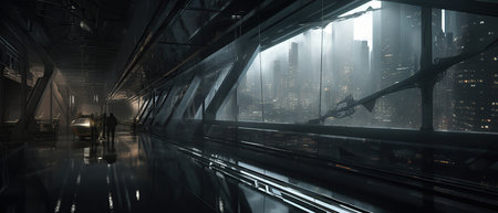 Modern architecture of the metropolis in the style of minimalism. Buildings and skyscrapers made of glass and metal.Created by generative AIの素材