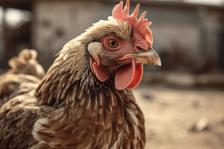 Free range chicken on a traditional poultry farm created by generative AIの素材