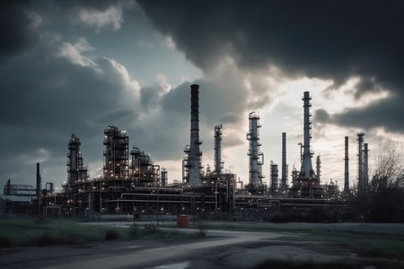 Refinery industrial plant with Industry boiler  created by generative AIの素材