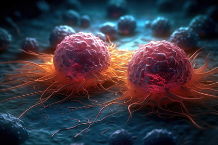 Group of isolated cancer cells created by generative AIの素材