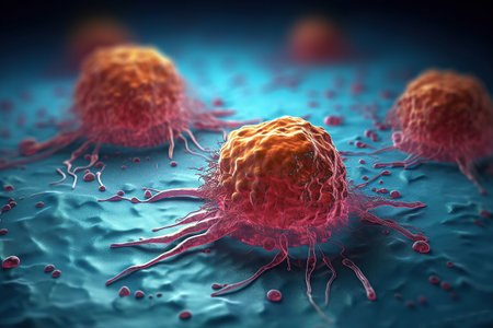 Group of isolated cancer cells created by generative AIの素材